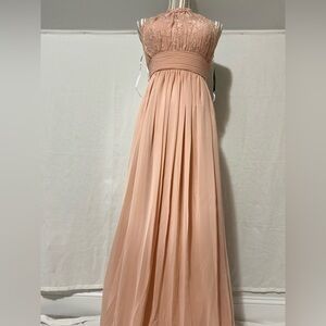 Chic Lace Maxi Dress in Blush